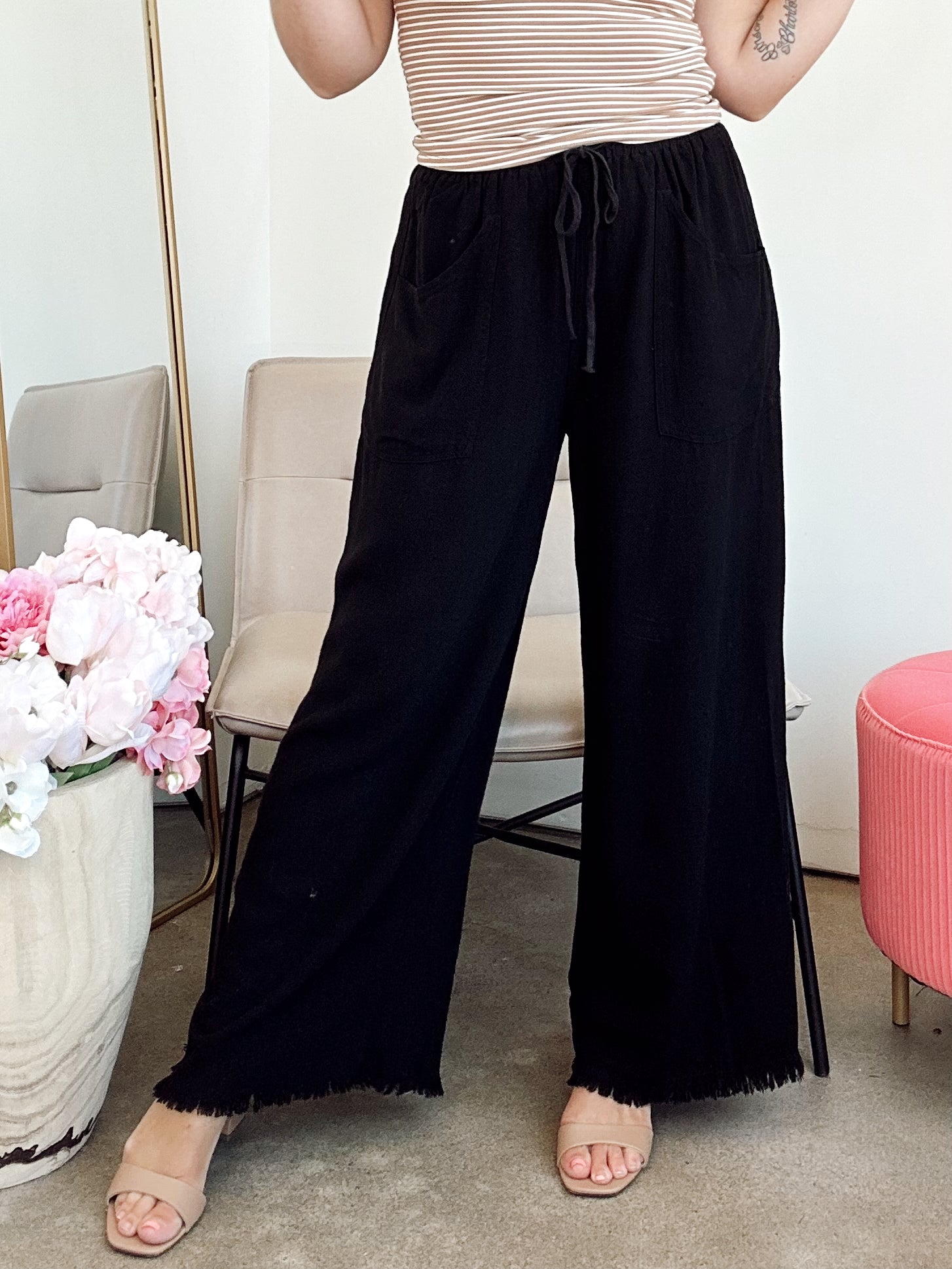 Baylor Cropped Wide Leg Pants Black
