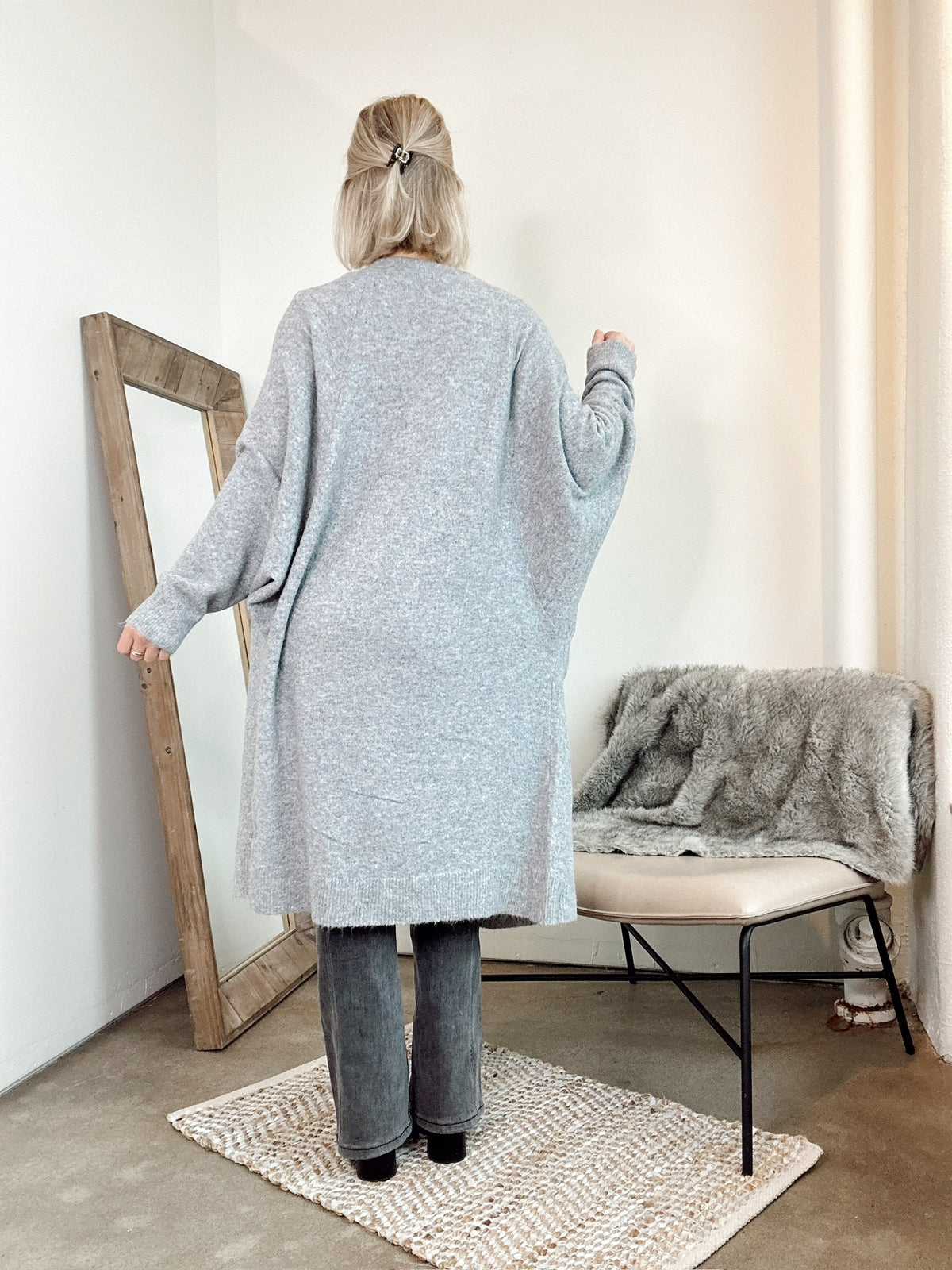 Laurel Oversized Knit Cardigan Grey