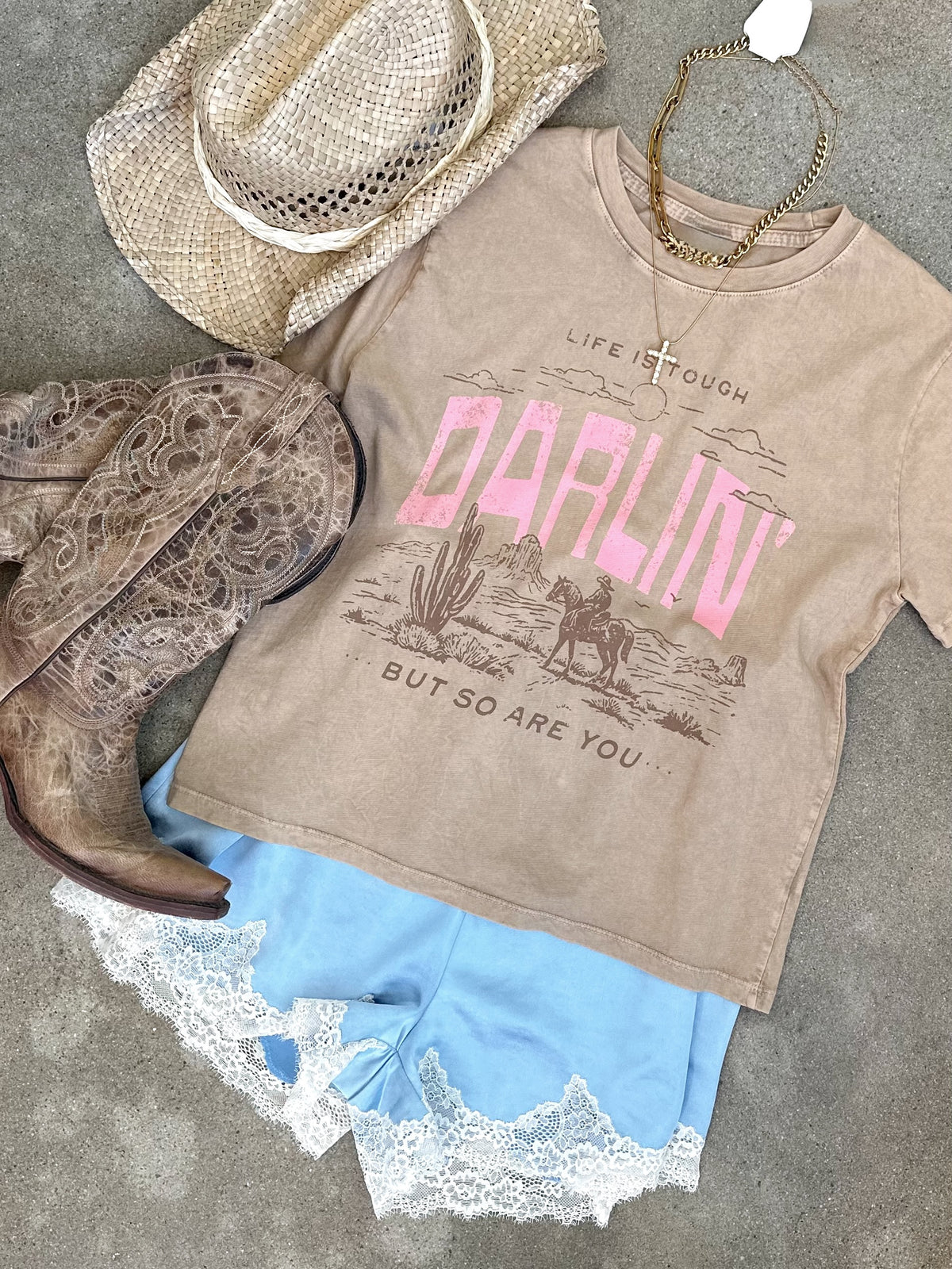 Darlin So Are You Tee Taupe