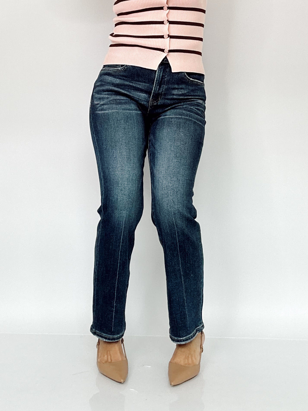 Nova High-rise Straight Leg Ankle Jeans Dark Tealish