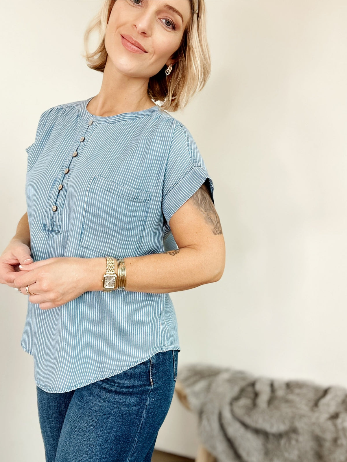 Rachel Chambray Stripe Top