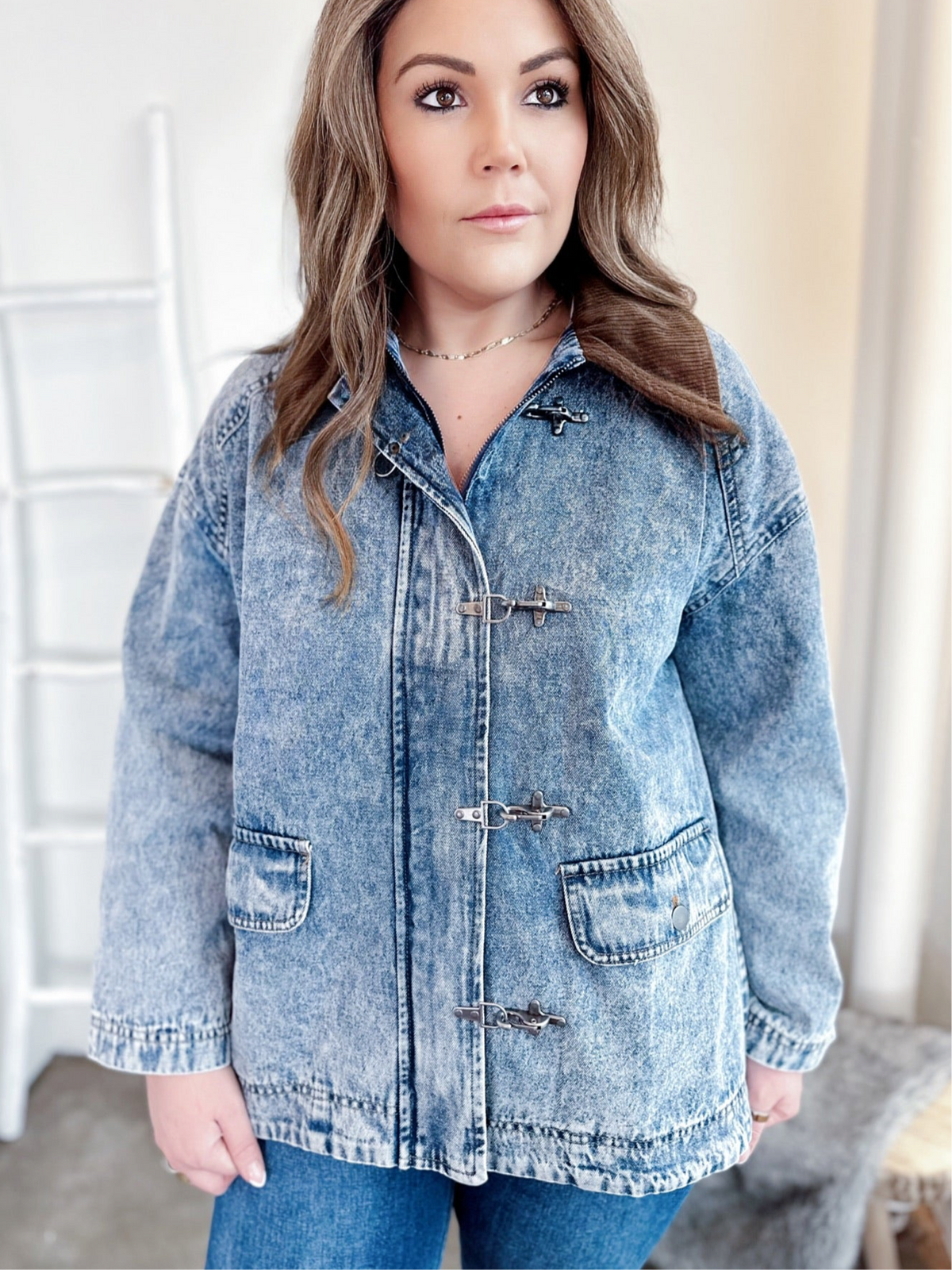 Maggie Contrast Collar Denim Jacket