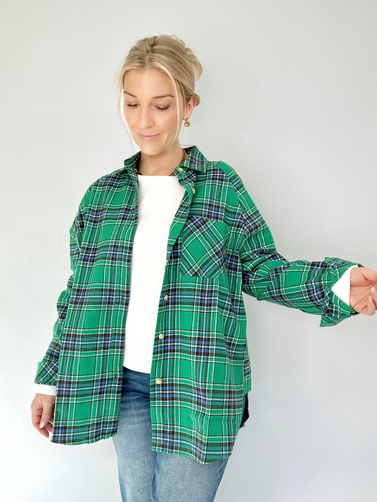 Miley Oversized Plaid Button Down Shirt