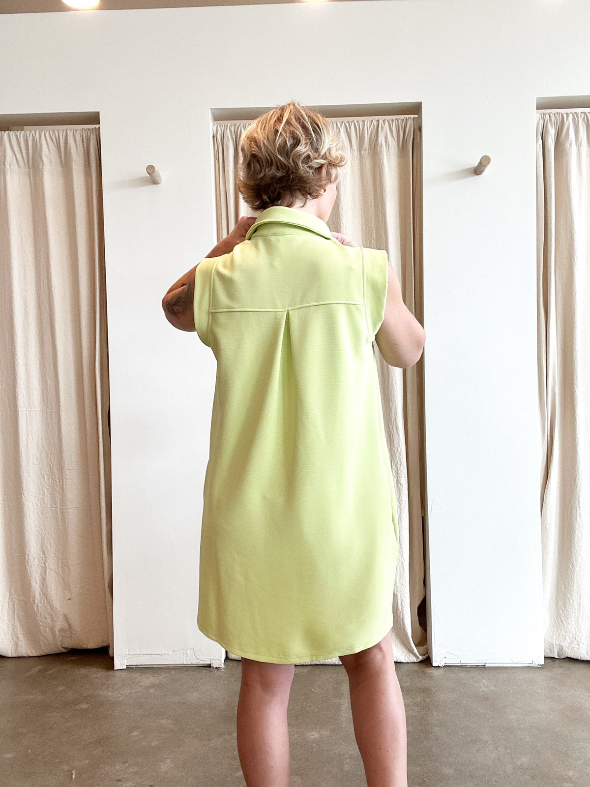 Adley Sleeveless V- Neck Mini Dress Lime