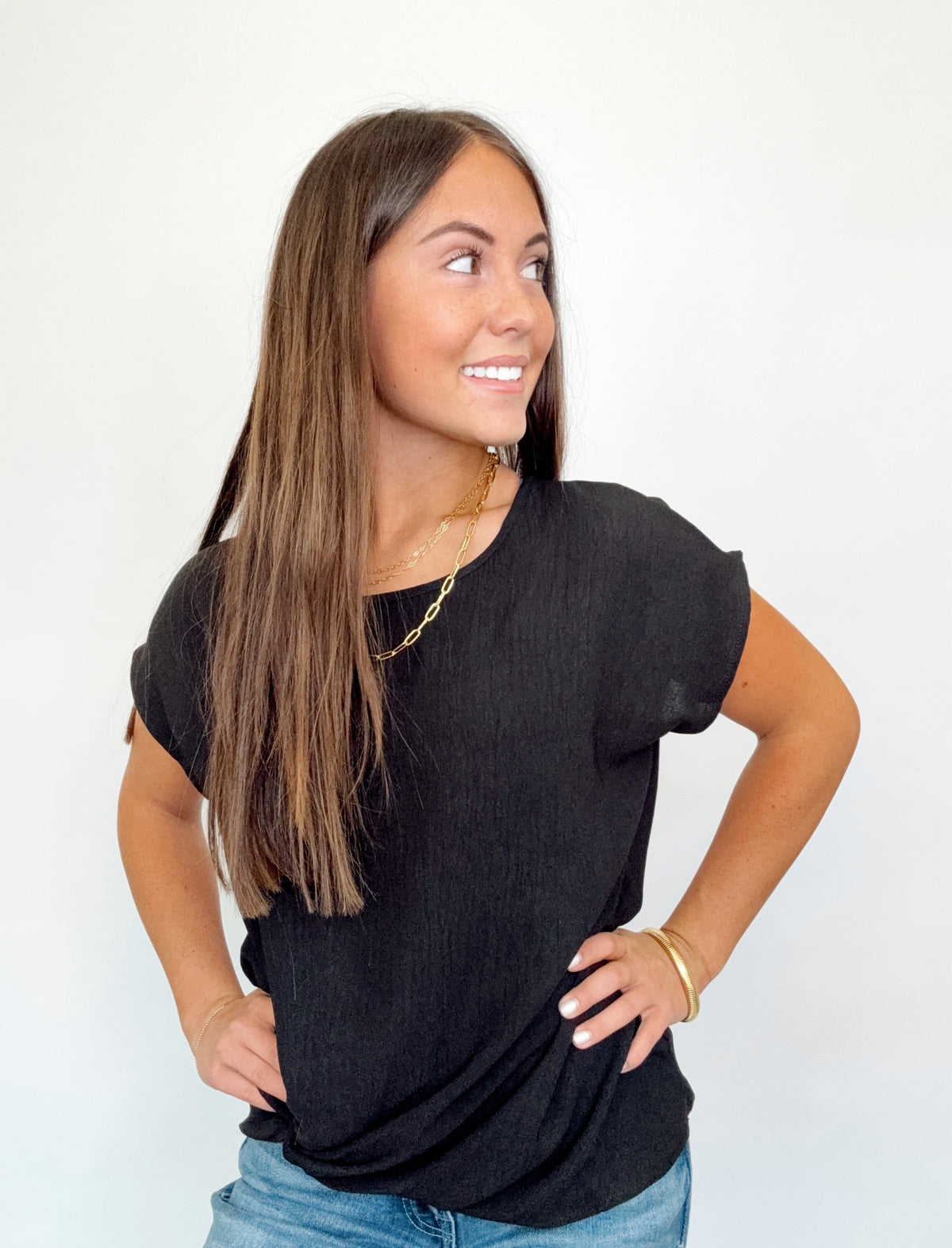 Morgan Twist Hem Top Black