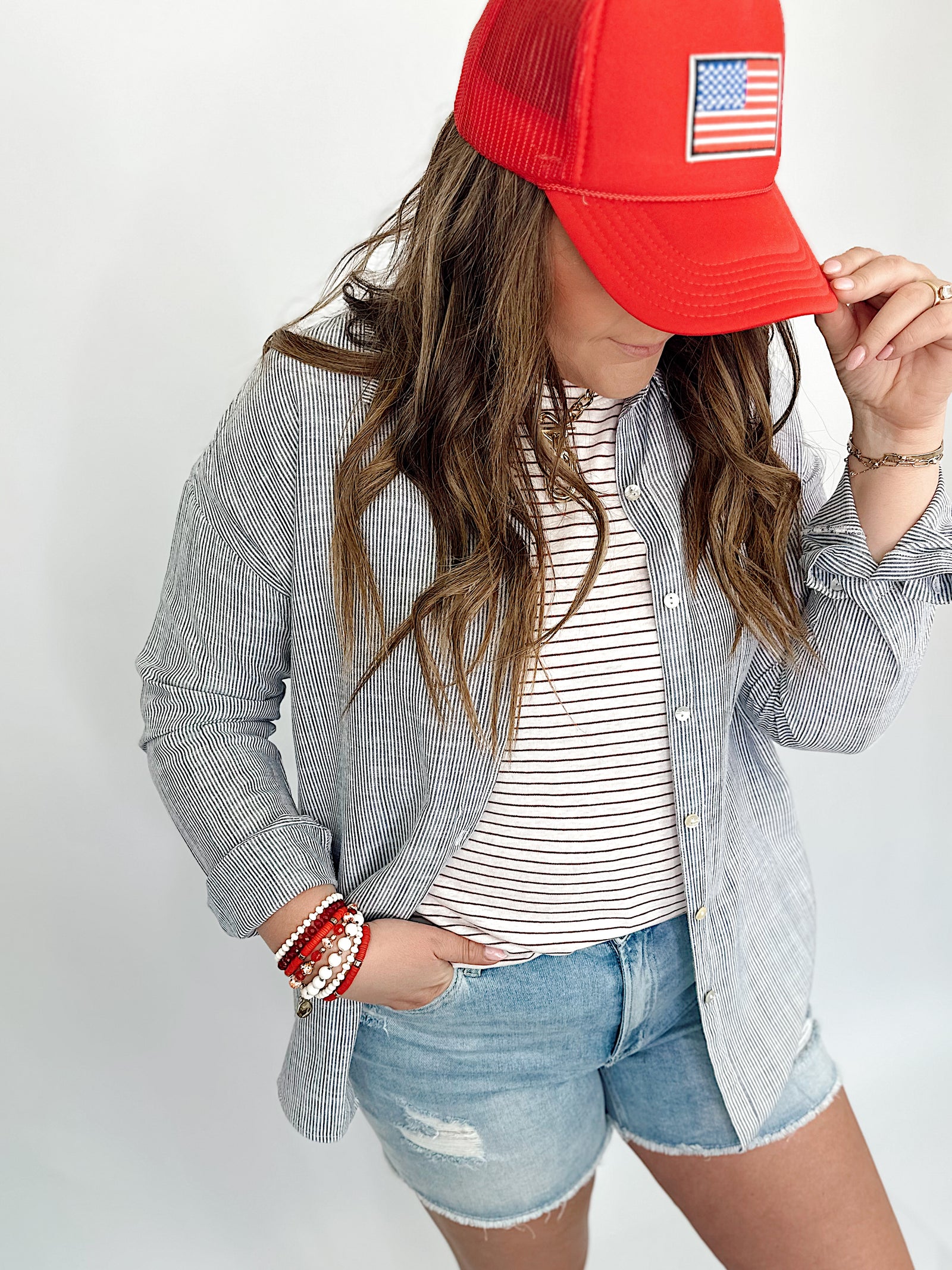 Allegra Stripe Shirt Indigo