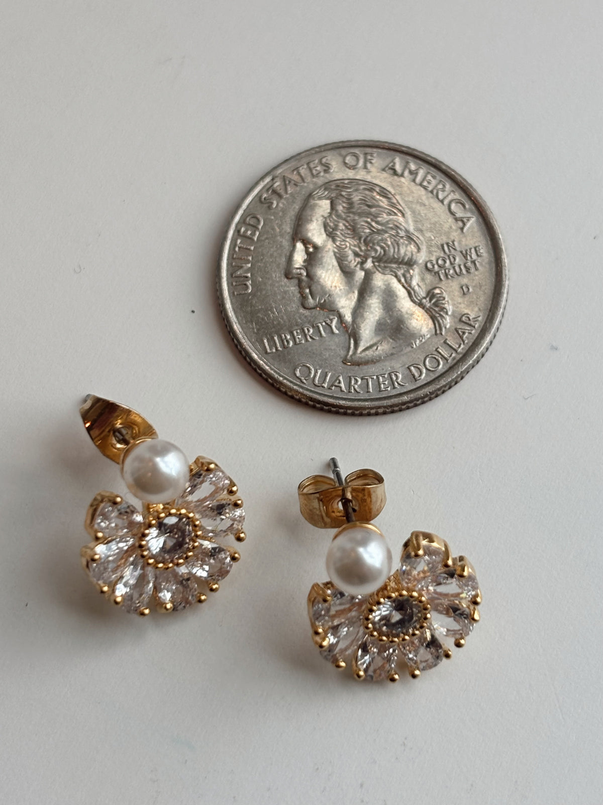 Gold Plated Cubic Zirconia Flower Earrings