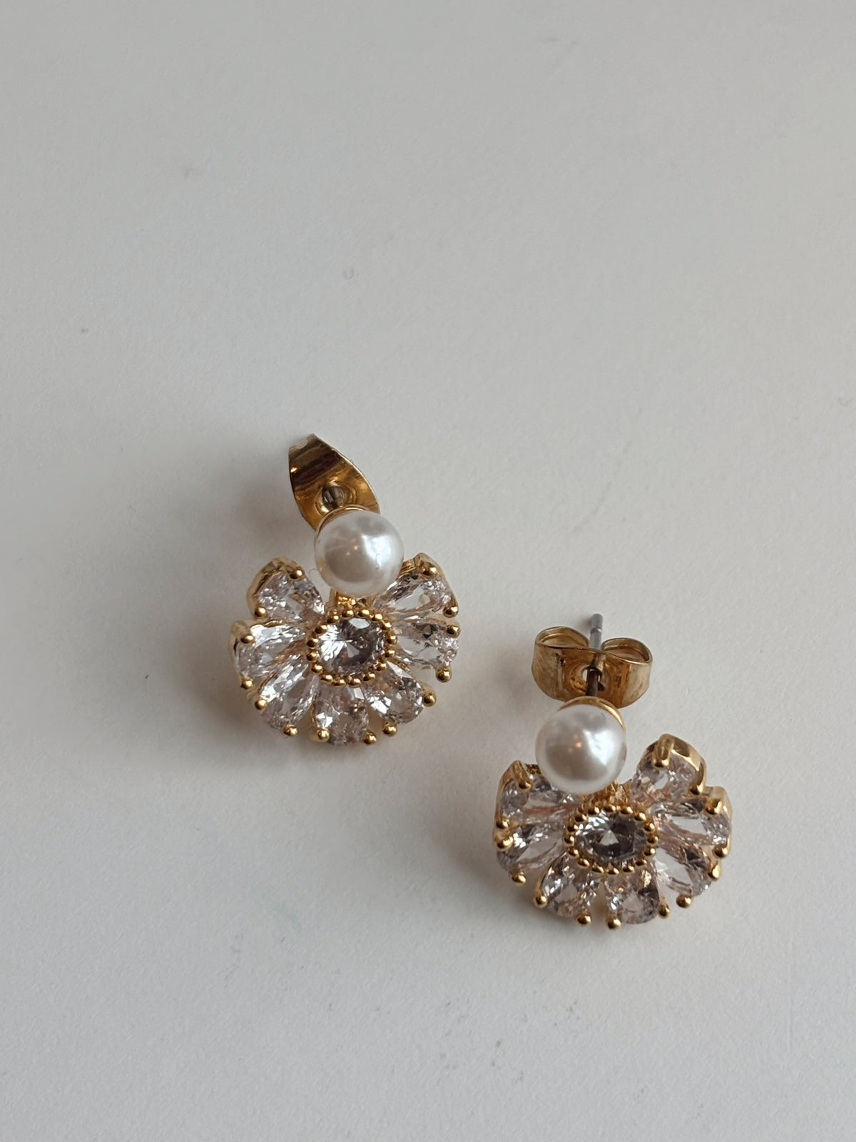 Gold Plated Cubic Zirconia Flower Earrings