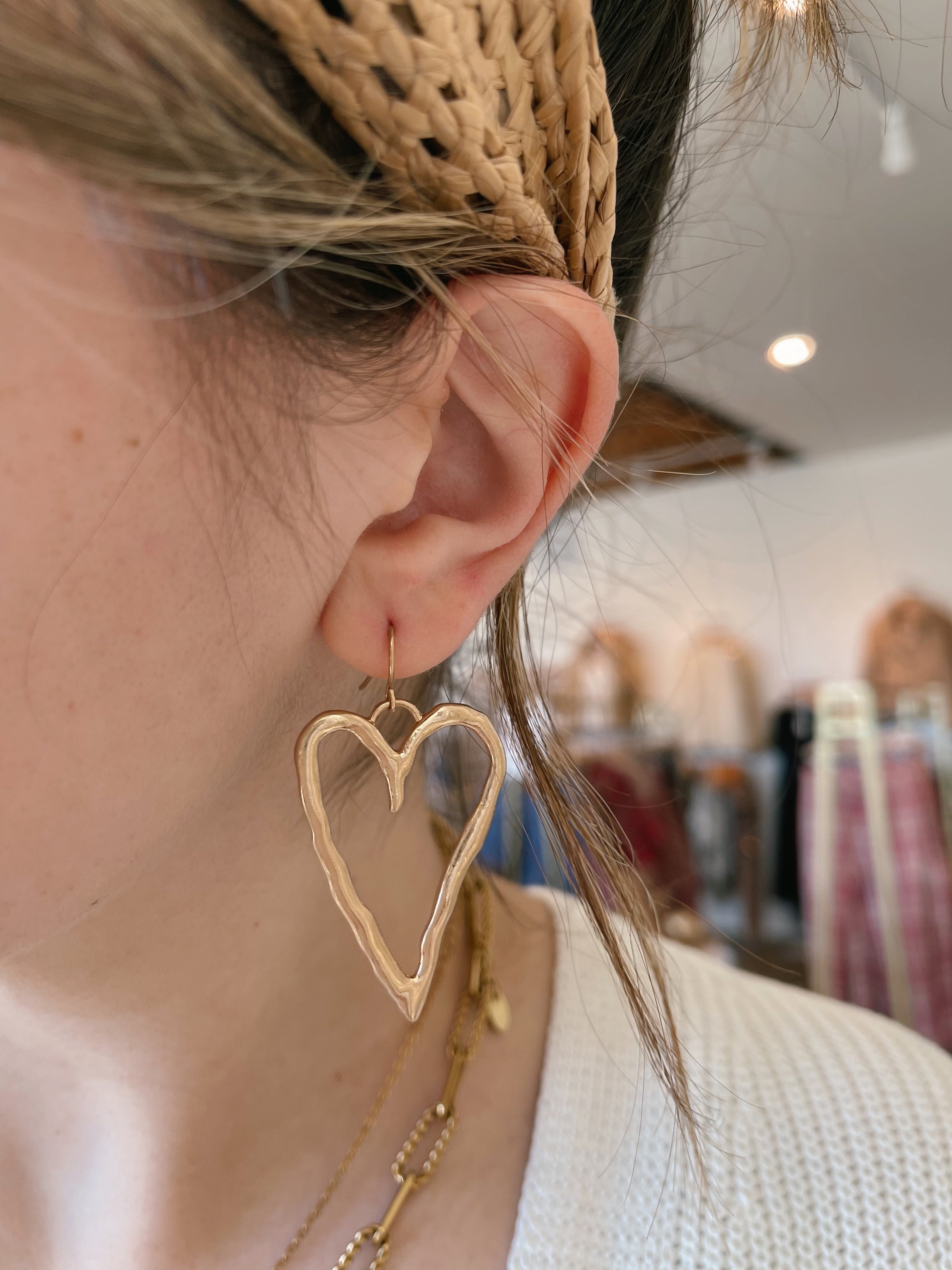 Hammered Heart Earrings