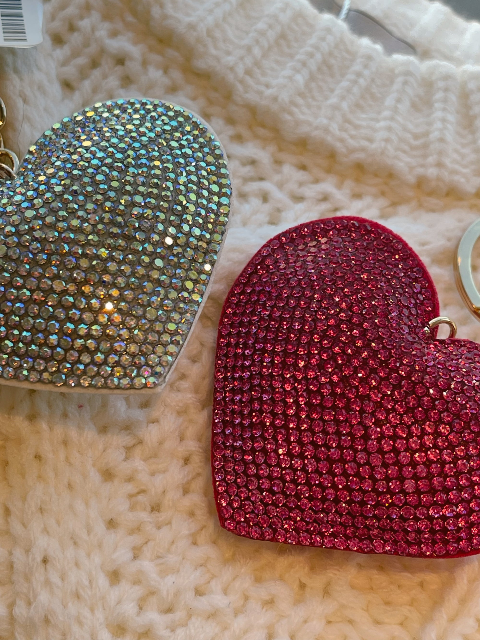 Bling Keychain Heart. Tassel Pink