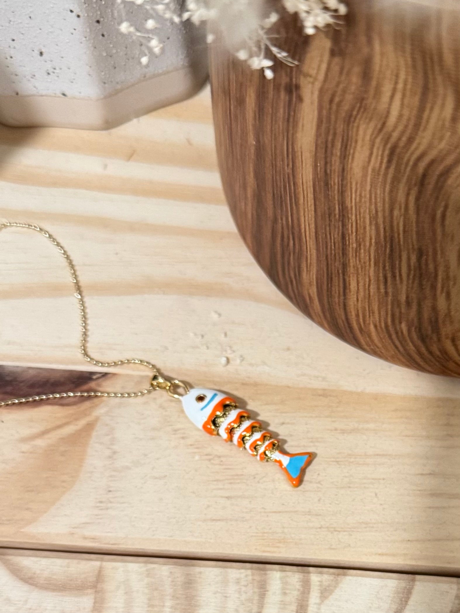 Fish Necklace White