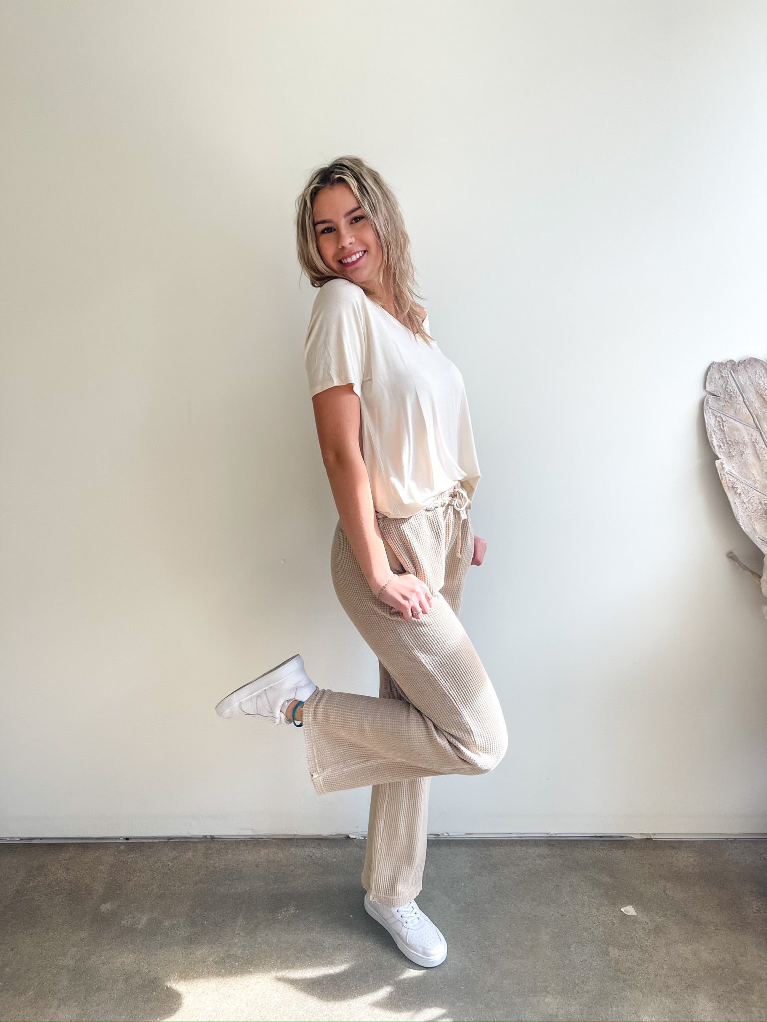 Millie Mineral Washed Pants, Taupe