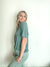 Donna Basic V-Neck Top, Gray Green