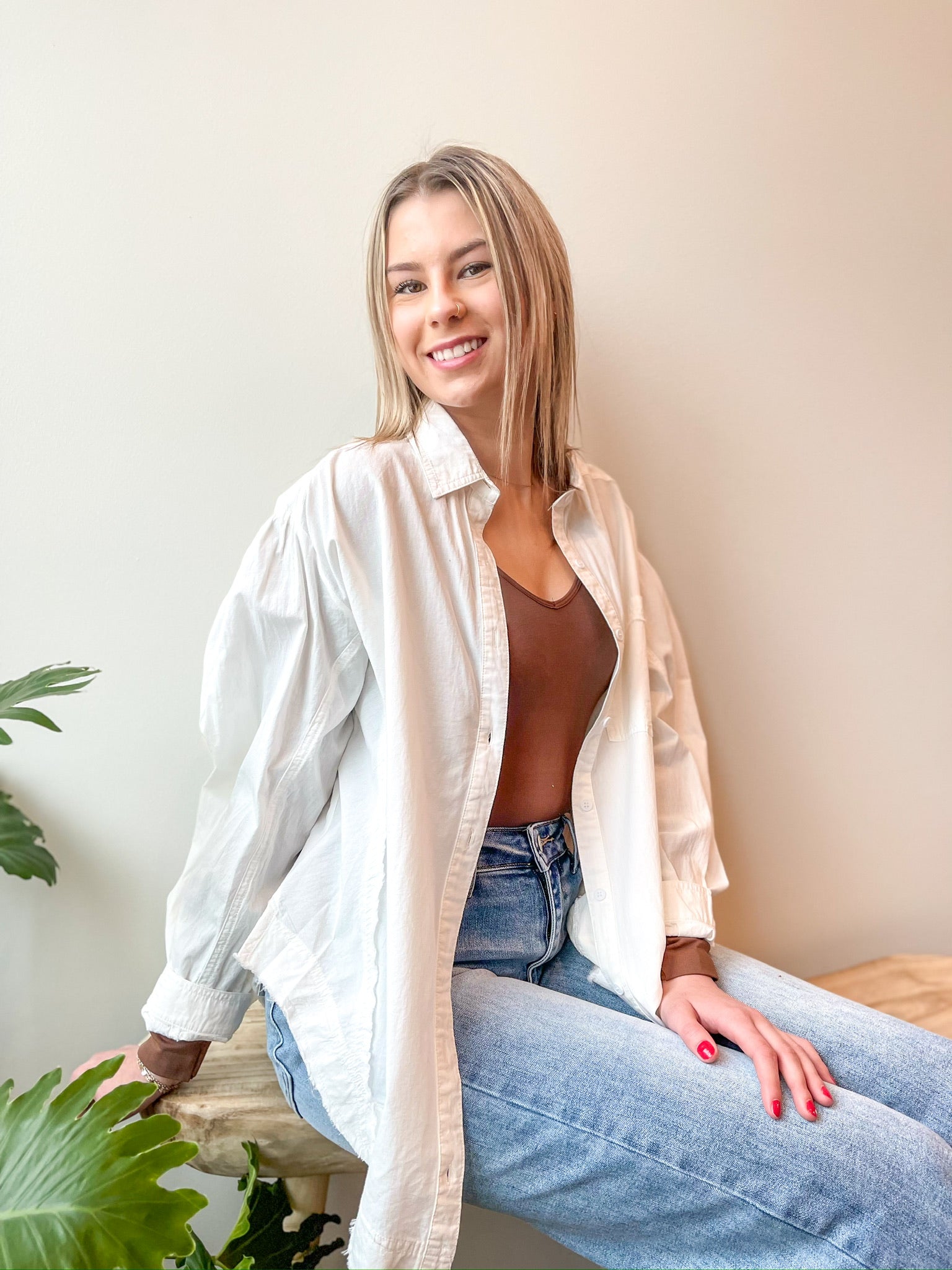 Tinsley Balloon Sleeve Shirt, White