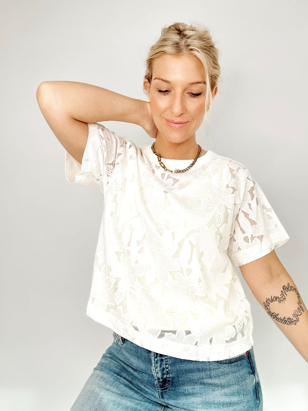 Leah Lace Floral T-Shirt