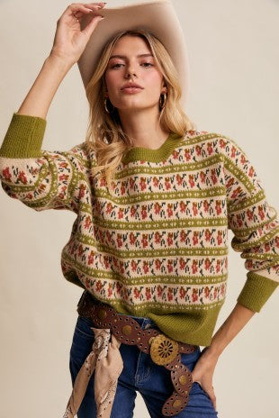 Sable Knit Sweater Vintage Green