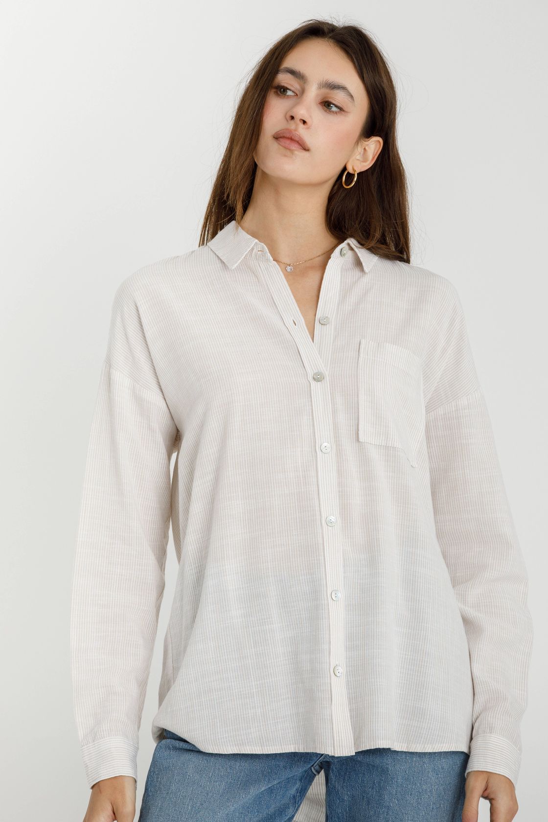 Allegra Stripe Shirt Lt.Taupe