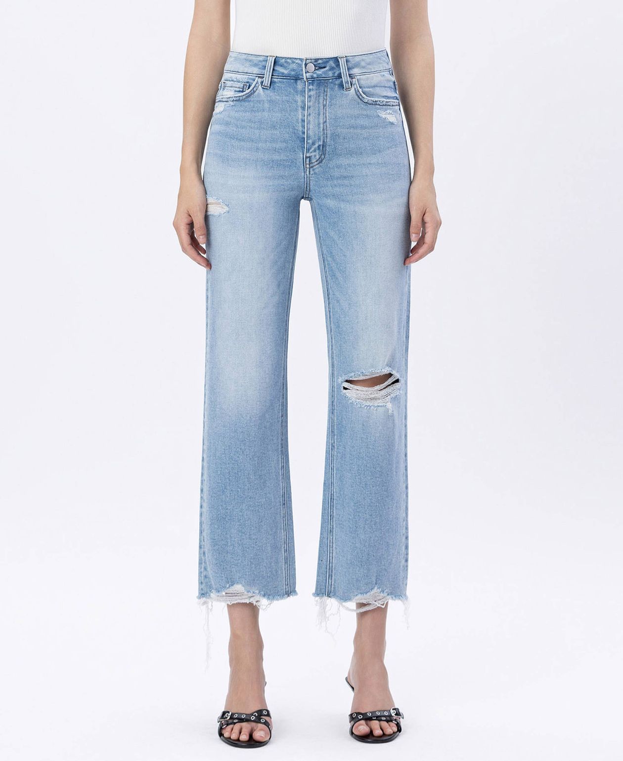 Nina High Rise Distressed Crop Jeans
