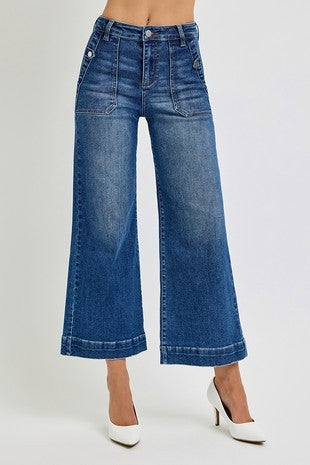 Kiki High Rise Ankle Wide Jeans