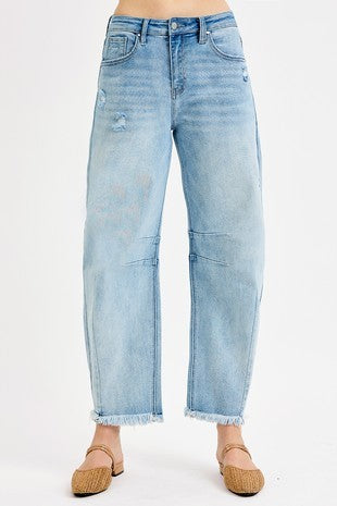 Skye Mid Rise Crop Barrel Jeans