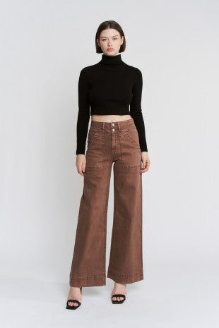 Dina High Rise Wide Leg Pants Cocoa