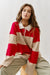 Jamie Striped Polo Sweater Taupe/Red