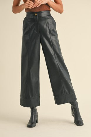 Jazzy Pu Wide Straight Leg Pants