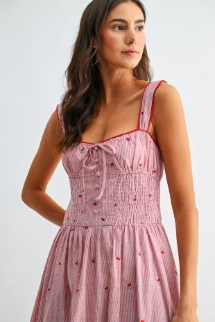 Colleen Stripe & Flower Midi Dress
