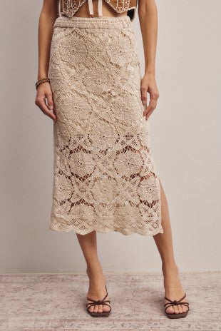 Alicia Crochet Lace Midi Skirt