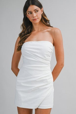 Zola Strapless Wrap Romper Off White