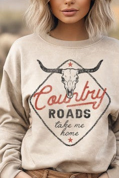 Country Roads Graphic Sweatshirt Oatmeal