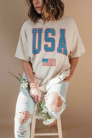 USA Star Detail &amp; Flag Graphic Tee