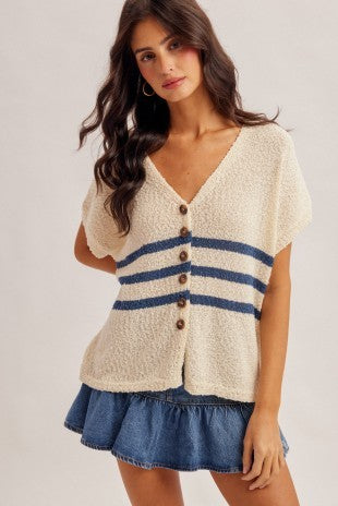 Gabby Stripe Button Down Vest