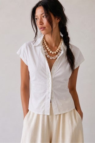 Arianna Ruching Button Down Shirt