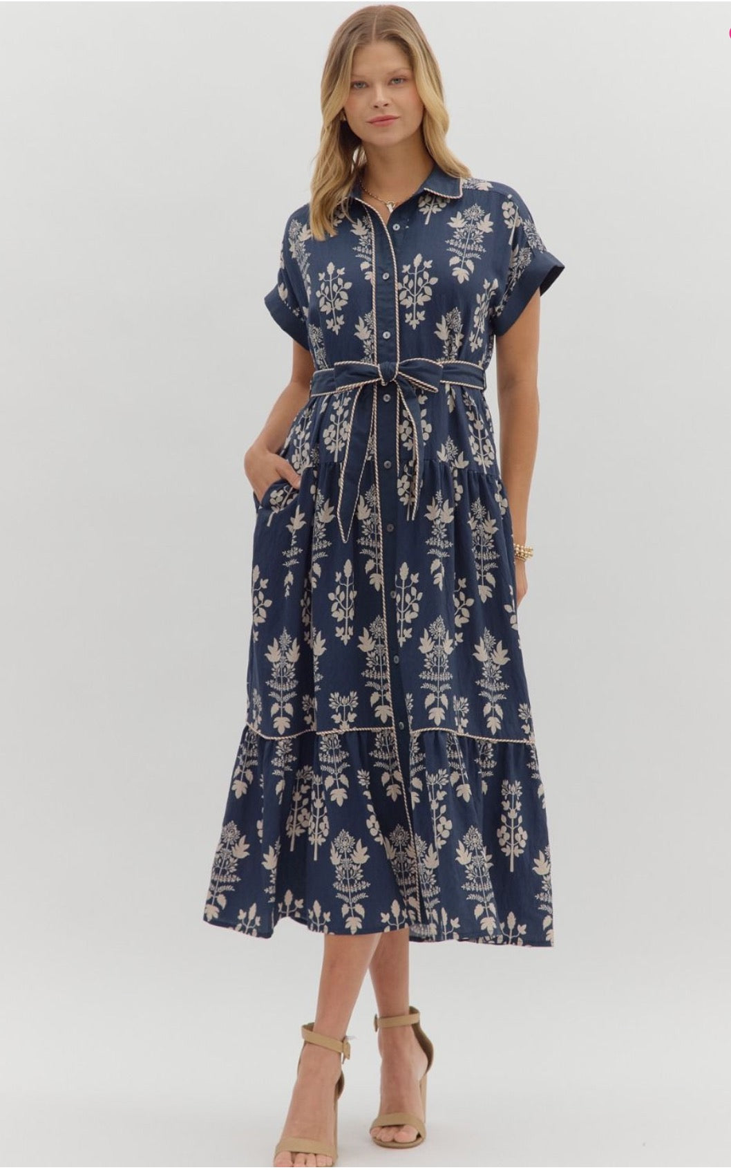 Raya Botanical Print Midi Dress