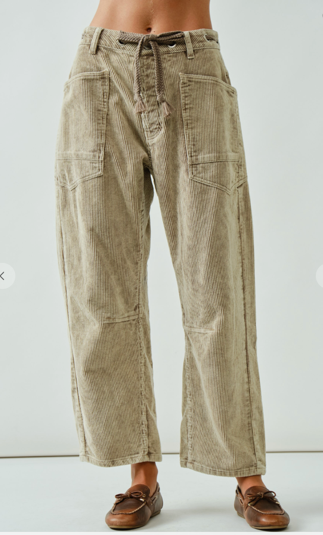 Dani Barrel Corduroy Pants Dove