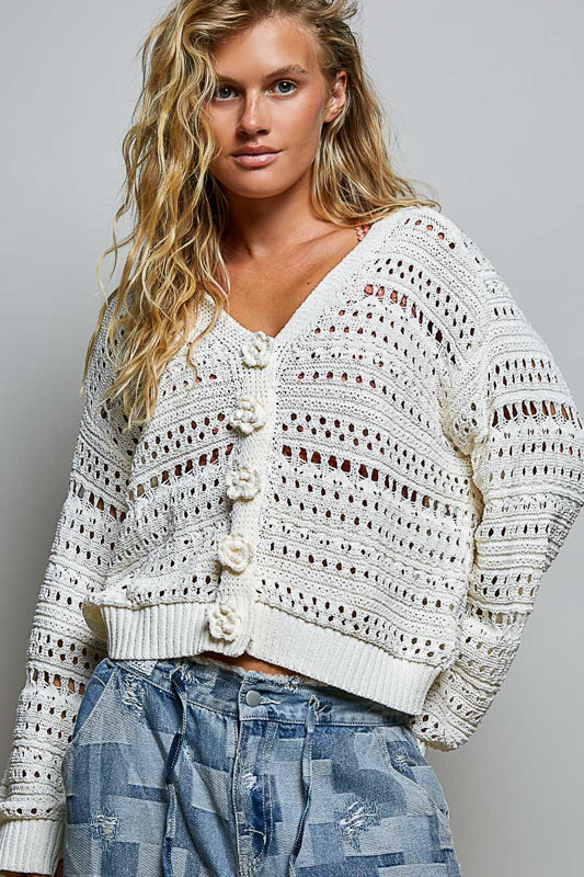 Jensen Open Knit Sweater Cardigan