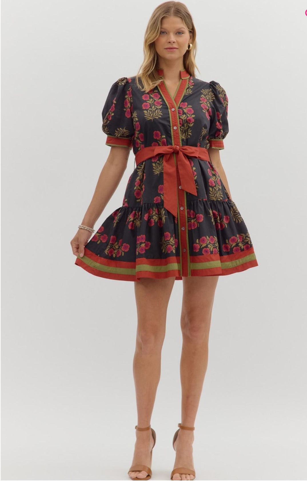 Lara  Floral Mini Dress Black