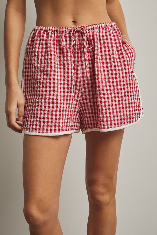 Bethany Gingham Shorts Red/White