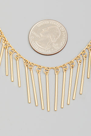 Dainty Bar Fringe Chain Necklace
