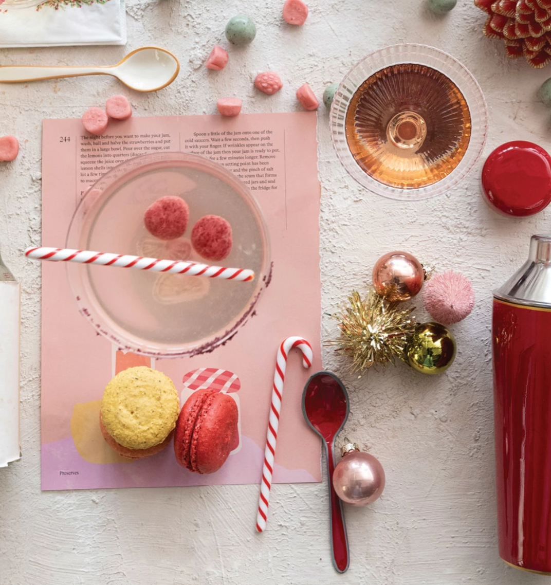 Glass Candy Cane Shaped Stir Sticks  Boxed Set/6
