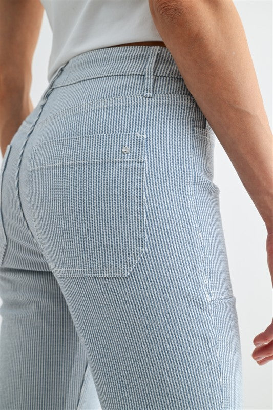 Jen High Rise Crop Bootcut Stripe Jeans
