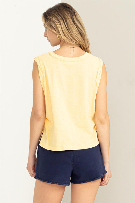 Aubrey V-Neck Top, Creamy Corn