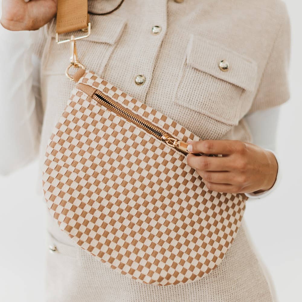 Westlyn Woven Bum Bag  Checkered Tan