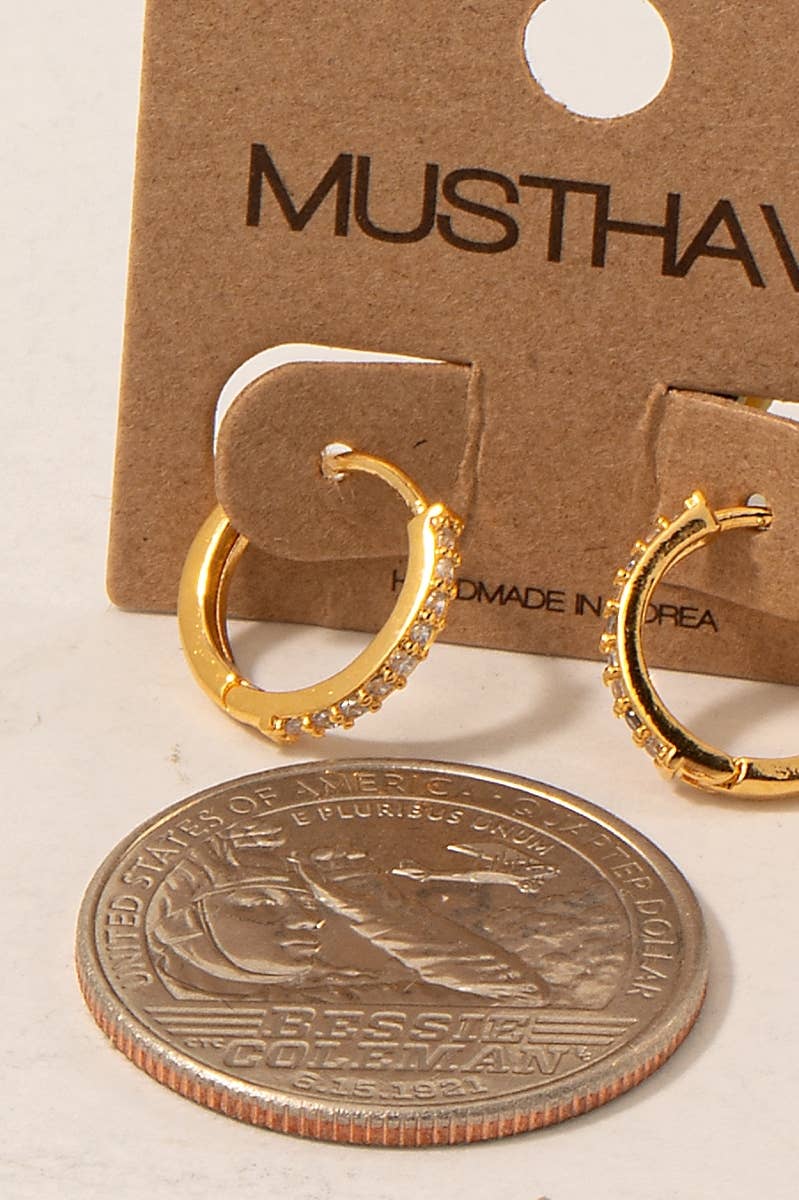 Cz Pave Hinge Hoop Earrings: G