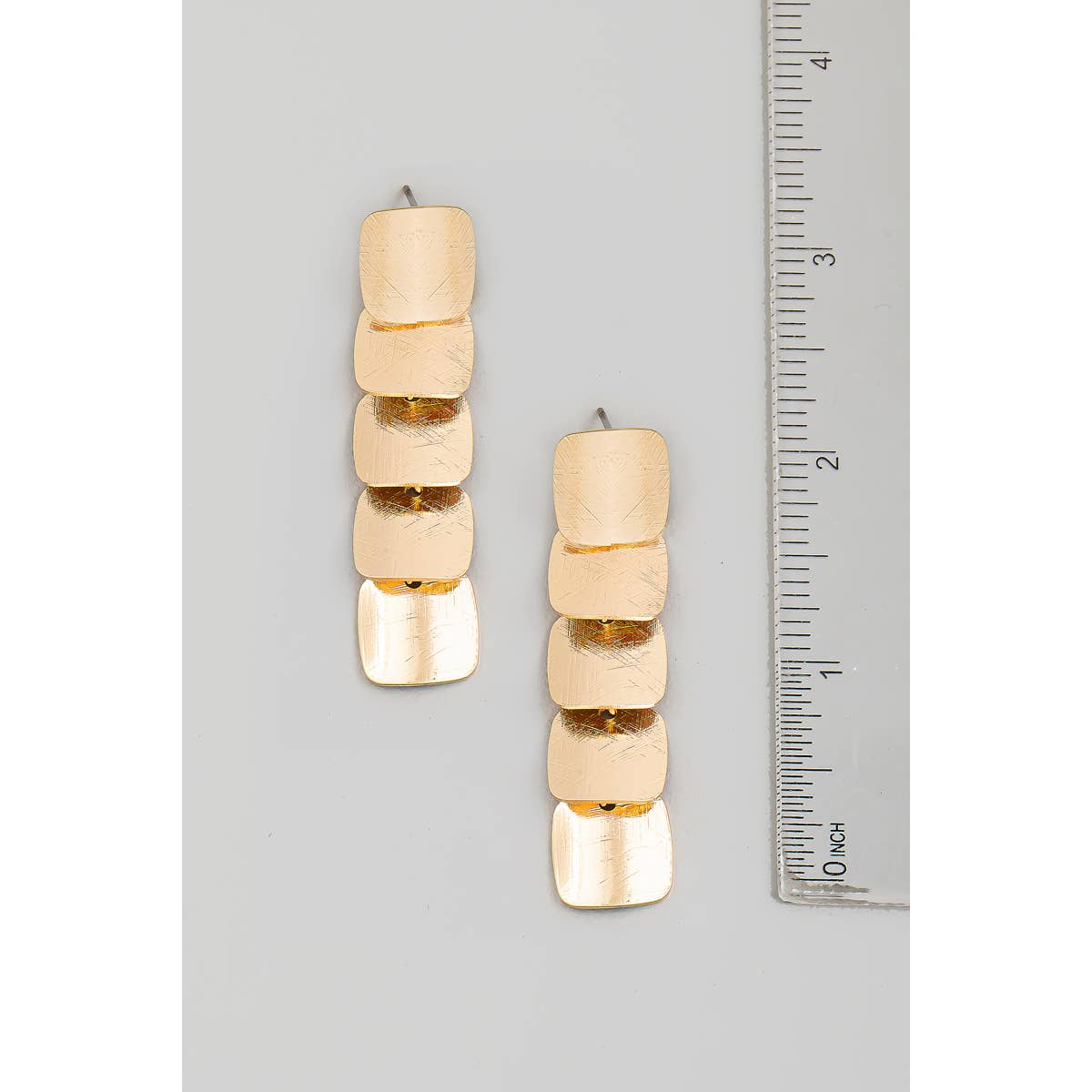 Metallic Square Dangle Earrings Gold