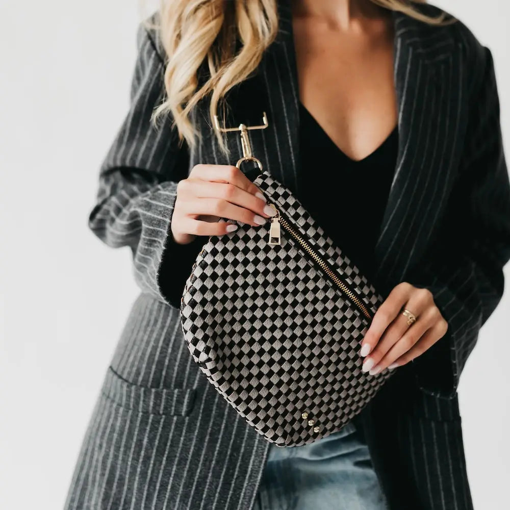 Westlyn Woven Bum Bag  Checkered Gray/Black