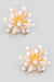 Pearl & CZ Studded Sunburst Earrings