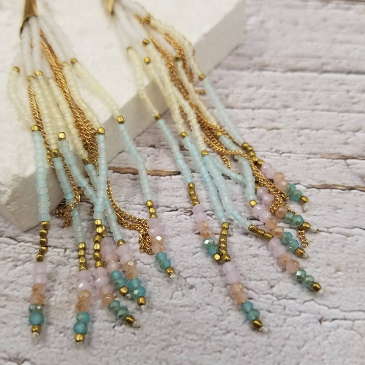 Seed Bead Tassel Earrings