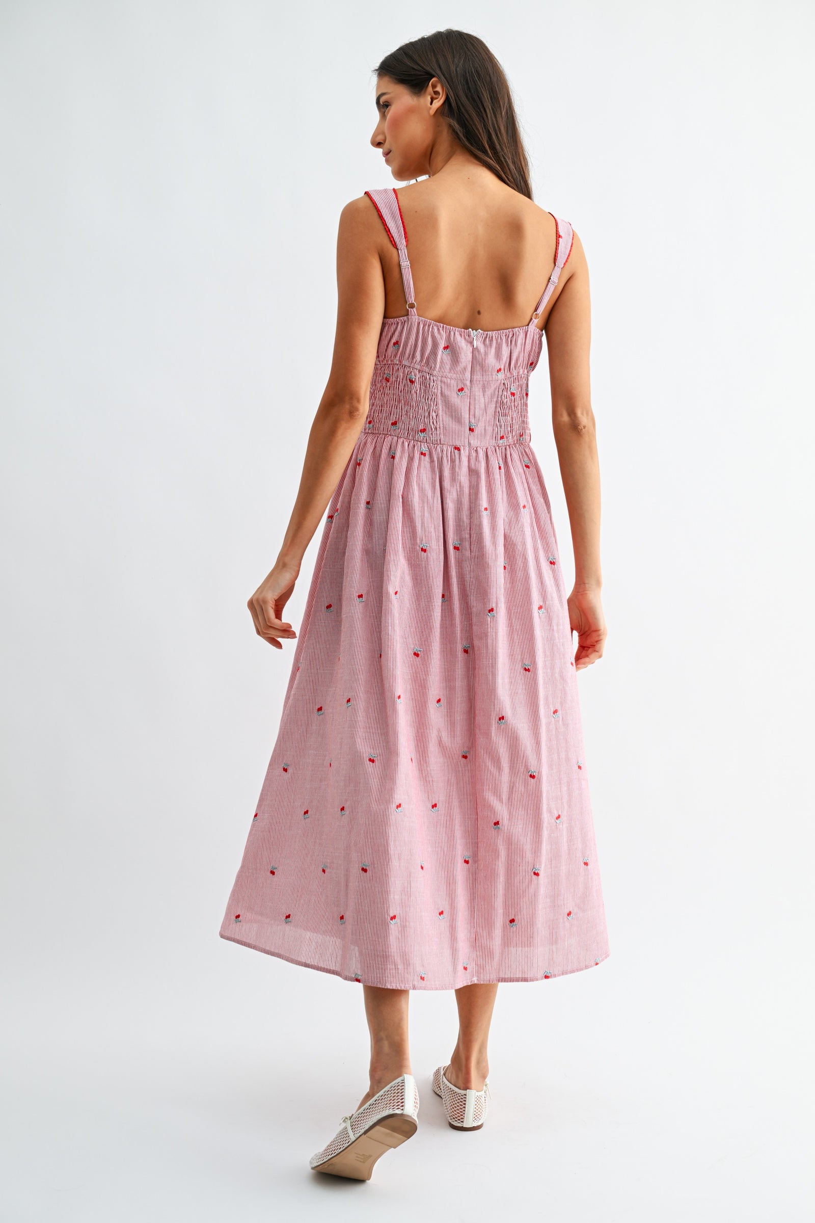 Colleen Stripe & Flower Midi Dress